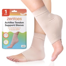 ZenToes Achilles Tendon Heel Protector Compression Padded Sleeve Socks for Bursitis, tendonitis, Tenderness - 1 Pair