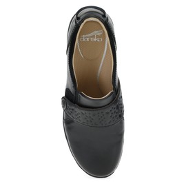 Dansko Sallie Women's Comfort Shoe - Padded Leather Upper, Adjustable Hook and Loop Vamp, Comfort Foam Footbed with Arch Support, Slip Resistant Outsole Black 6.5-7 Wide US