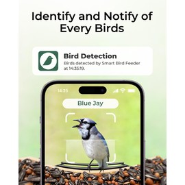 TT Nature Bird Feeder with Camera – 3L Smart Bird Feeder with AI Recognition, Live Streaming, Cloud Storage, Real-Time Alerts, Birdwatching Gift for Nature Lovers (Bamboo)