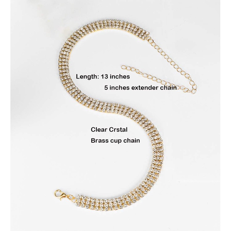 EFTOM Rhinestone Necklaces for Women 14K Gold Plated Diamond Choker