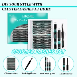 Lash Extension Kit 320Pcs,DIY Individual Lashes Clusters Kit,Lash Bond And Seal,Lash Remover For Eyelashes Extensions,Lash Applicator Tool For False Eyelash Cluster Kit At Home(40D50D,D-Mix9-16mmKit)