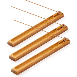 3 Pieces Bamboo Wood Incense Holder for Sticks with Adjustable Angle, Incense Burner with Ash Catcher, 9.8 Inches