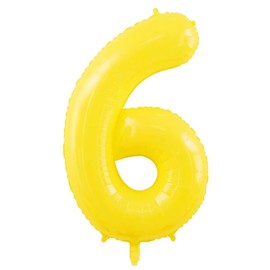 40 Inch Yellow Large Number 6 Balloons With Crown, Number 6 Foil Helium Balloons, 6th Birthday Decorations, Anniversary Party Supplies. (Yellow 6)