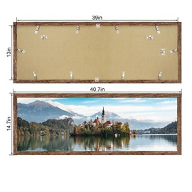 Hongkee 13x39 Puzzle Frame 2 Packs, Real Glass and Rustic Brown Wood Frame, Display Panoramic 13 x 39 Picture Frames - Horizontal or Vertical Wall Mounting