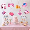 Wonmelody Pink Game Hanging Decoration 8Pcs Video Game Hanging Swirls