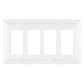 Monarch Abode 4-Gang Rocker Wall Plate, Architectural Decorator Metal Switch Wall Plate, Decorative Light Switch Cover Plate for Electrical Outlet, Classic White