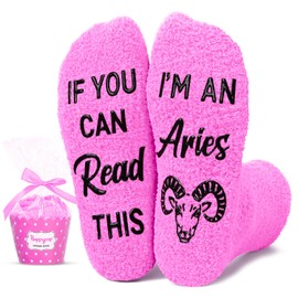 HAPPYPOP Aries Zodiac Birthday Gifts for Women - Astrology Gifts, Constellation Horoscope Gifts for Teen Girls, Funny Space Galaxy Aries Socks Teens