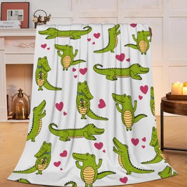 Alligator Blanket Super Cozy Soft Crocodile Throw Blanket Warm Plush Crocodiles Stuff Fluffy Fleece Flannel Gift Blankets for Women Girls Boys Adults 50"X40"