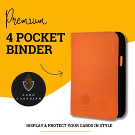 Card Guardian - Premium 4 Pocket Card Binder 160 Side Loading Pocket with Zipper for Trading Card Games TCG (Orange)