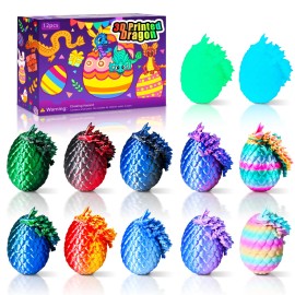 Impossmaker 12PCS 3D Printed Easter Dragon Eggs with 3D Printed Dragon Inside, Micro East...