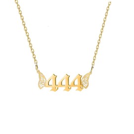 Dainty Angel Number Necklace for Women 111 222 333 444 555 666 777 888 999 Choker Lucky Numerology Butterfly Necklace Jewelry for Girls Teen Birthday Gifts, Stainless Steel, No Gemstone