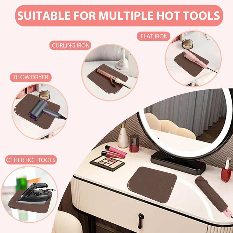 Arsmonjeal Large Silicone Heat Resistant Mat, Portable Travel Hot Tools