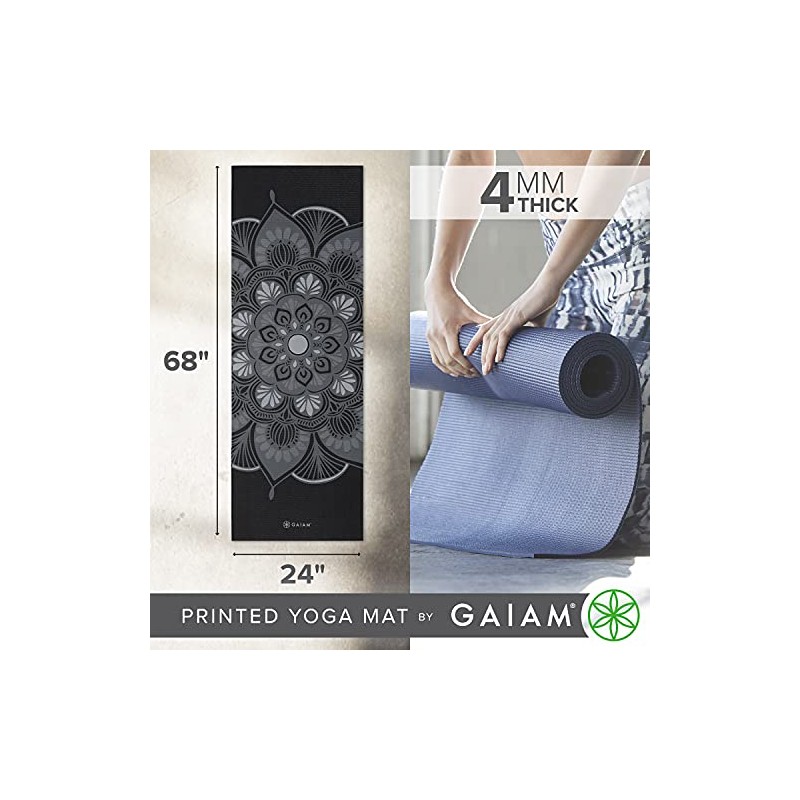 Gaiam - Alfombrilla de yoga con estampado antideslizante para todo