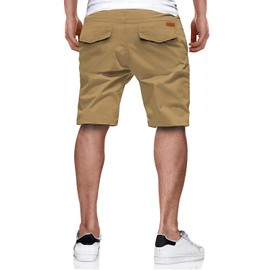 HMIYA Men's Summer Chino Shorts Cotton Elastic Waist with Pockets, khaki