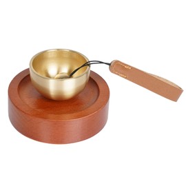 ATUSANO Orin Buddhist Tool, Brass, Beautiful Tone, Simple Buddhist Altar, Mini Base, Natural Wood, Fashionable, Brown