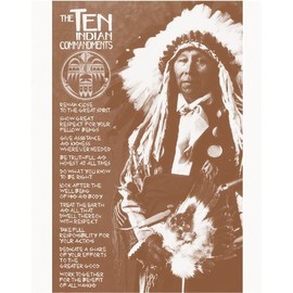 The Ten Indian Commandments Native American 11" X 14" Sepia Poster