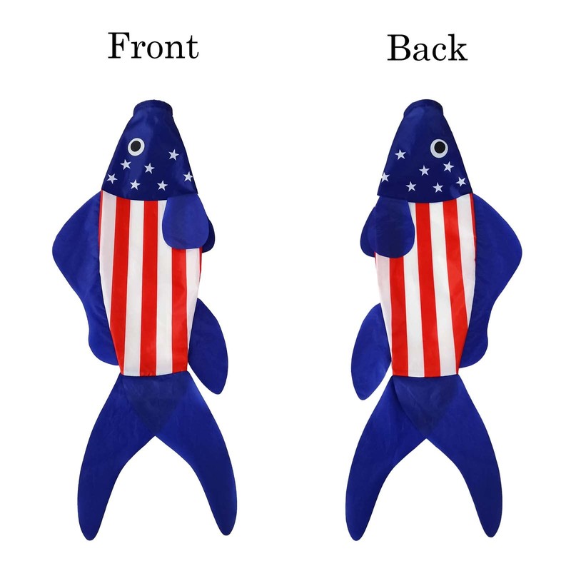 THQZLH USA American Fish Wind Sock Patriotic Wind Socks for