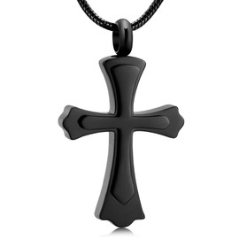 Stainless Steel Cross Memorial Cremation Ashes Urn Pendant Necklace Keepsake Jewelry Urn