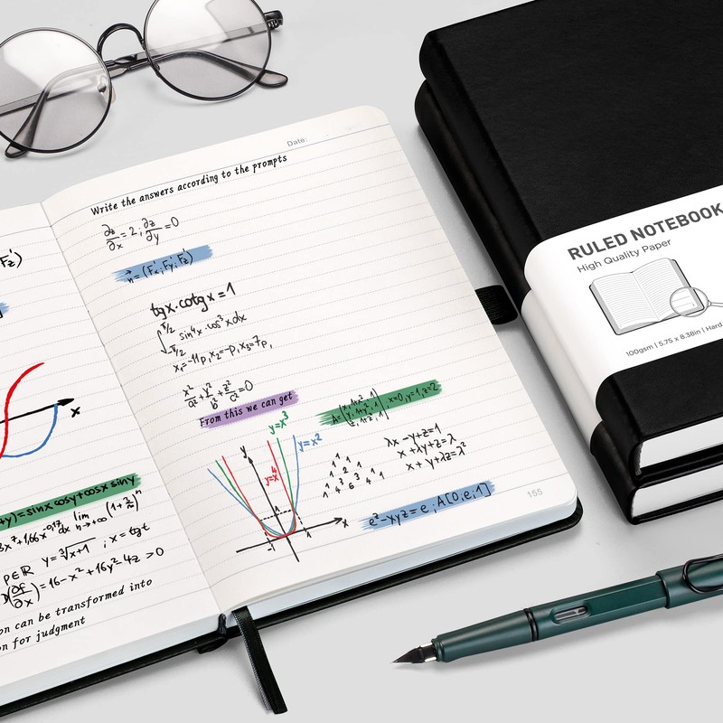RETTACY Lined Journal Notebook - A5 Note Book Hardcover Thick