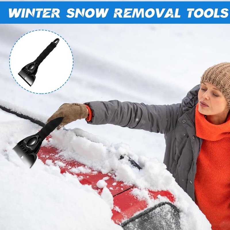 Yuqilin Pack of 2 Ice Scraper Car, Black/Red Windscreen Scratcher,