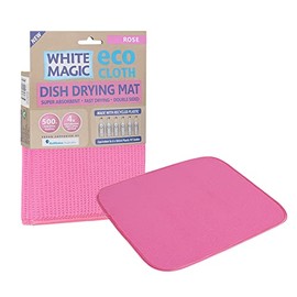 White Magic Dish Drying Mat, Rose - Absorbent & Hygienic, Protects Countertops, Quick-Drying Anti-Microbial, Foldable & Easy to Clean, Versatile for Kitchen Essentials, 45x40cm
