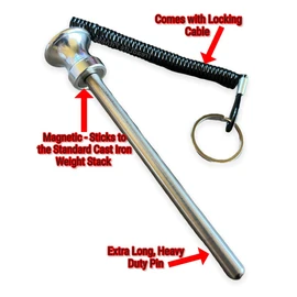 TreadLife Fitness Universal Weight Stack Pin | 3/8" Diameter Extra Long 5 1/2" Pin Insert | Heavy Duty | Health Club Grade Steel Gym Accessories | Chrome