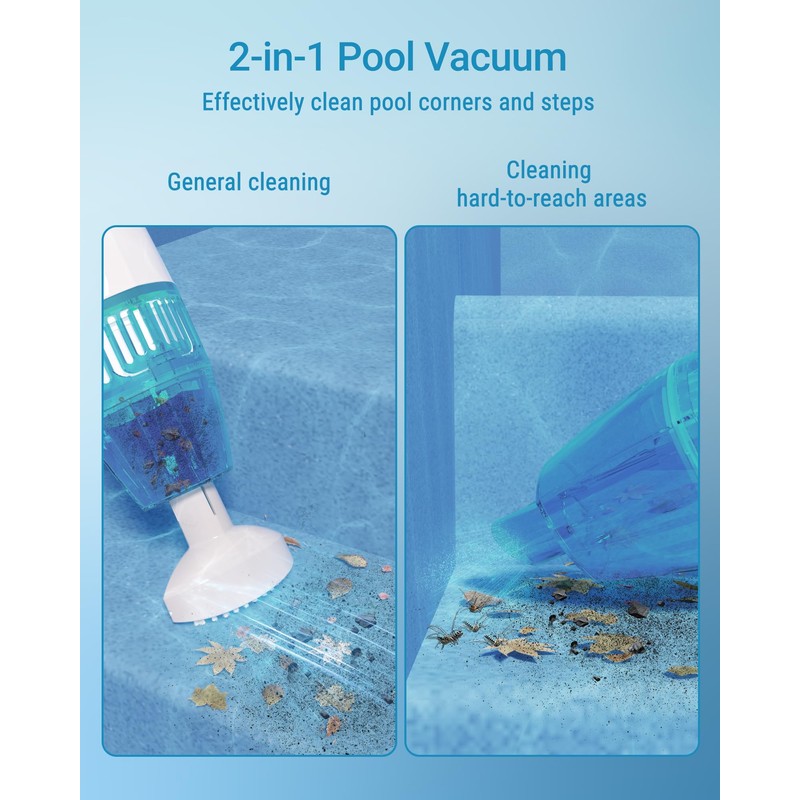 (2024 Update) WYBOT Cordless Pool Vacuum with Two Vacuum Heads,