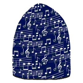 ALAZA Blue Snowflakes Music Note Beanie Hat for Men Women,Unisex Soft Warm Skull Knit Cap Winter Hat