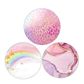 RWSEFK 3 Pack Universal Cell Phone Stand Compatible with Socket for Grip & Holder Rotation -Pink Glitter Pentacle Rose Gold Marble