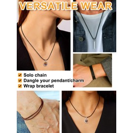 Bestyle Long Leather Necklace Wax Cord Rope Chain Men, Mens Bradied Leather Necklace Jewellery Mens Waterproof Brown Cords Necklace for Pendant DIY Jewelry Making, 2mm 30 Inch