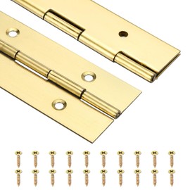 uxcell 2 Pack Piano Hinge, 12" Stainless Steel Continuous & Piano Hinges 2" Open Width 0.06'' Thick Heavy Duty Piano Hinges with Screws for Piano, Cabinets, Doors, Gold