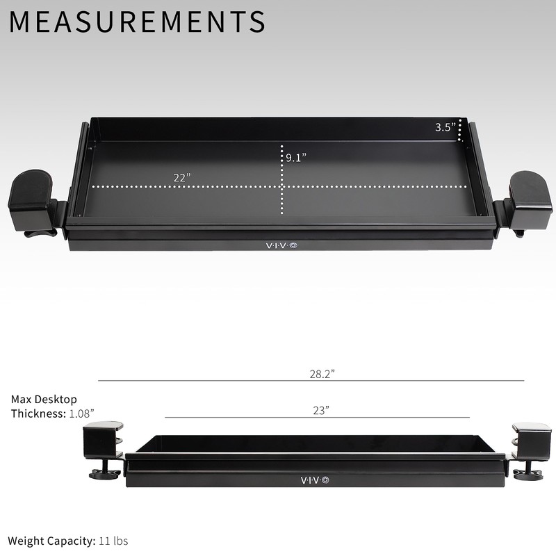 VIVO 22 inch Clamp-on Sliding Pull-out Under Table Drawer for