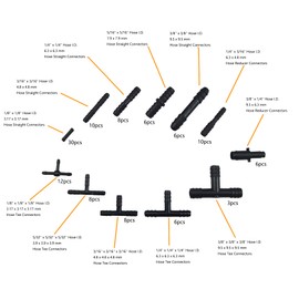 Ucreative 1/8" 5/32" 3/16" 1/4" 5/16" 3/8" High Performance Automotive Silicone Vacuum Tubing Hose line Kit 6PCS 5FT with 113PCS Nylon Connectors (Red)