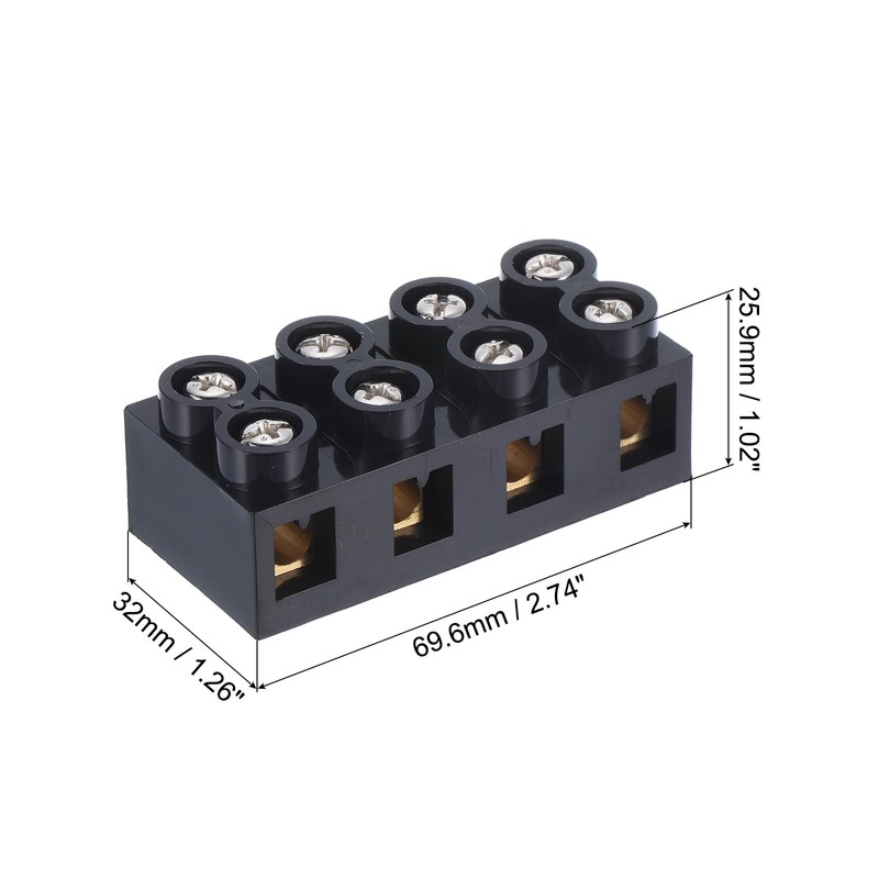 sourcing map Dual Rows 4 Positions 500V 60A Cable Block