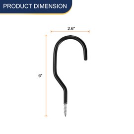 sourcing map 8pcs Bike Hooks 6" Capacity 80LB Screw in Garage Bike Storage Hooks Wall Ceiling Utility Mounted Hooks for Hanging Bicycle Cords Garden Tools, Black