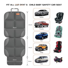 SMART ELF Car Seat Protector for Child Car Seat - Waterproof 600D Fabric Baby Seat Protectors for Non-Slip Backing Mesh Pockets for Baby and Pet, Easy Storage（Dark Gray）