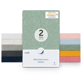 Laleni Set of 2 Terry Fitted Sheets for Cot Bed 40 x 90 cm Oeko-Tex 100 Certified Summer Green