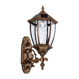 Lovefindahome Solar Wall Lamp with Light Sensor, Waterproof Outdoor Led Hexagonal Light Fixture for Garage, Front Porch, Fence, Yard, Bronze