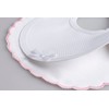 FILET - Elegant White Cotton Pique Bib, Pink Smarmelled Edge,