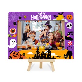 YSTEP Halloween Picture Frame 4x6, Black Cat Ghost and Pumpkin Theme for Kids, Spooky Cute Tabletop Decor for Halloween Party, Home, or Office, Gift for Boys & Girls -I04