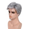 FAELBATY Short Silver Wig for Men Short Wavy Mens Wig
