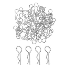 MECCANIXITY 60pcs 30-Degree Angle RC Body Clips Bent Springy R Pins 24.3x1.2x8.4mm for All 1/8 1/10 1/12 Scale Model RC Car Crawler Truck,Shell Replacement Parts(Silver)