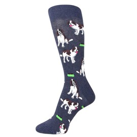 Spotlight Hosiery Men's Groomsmen Dog Theme Fun Dress Socks,Dark Blue/St Bernard Dog, Size 10-13, 1 PR