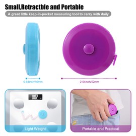 Tape Measures Retractable, Fabric Measuring Tape, 60 Inch Small Sewing Tape Measure for Craft Nursing Medical Travel(3 Pack/Black Purple Sky Blue)