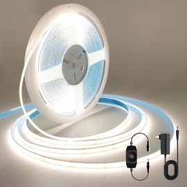 COB - Tira de luces LED blancas, 33.2 pies, luz LED blanca neutra 4000 K, tira LED regulable, CRI92+, 8 mm de ancho, 24 V flexible COB LED cinta de luz para TV, recámara, clóset de cocina,