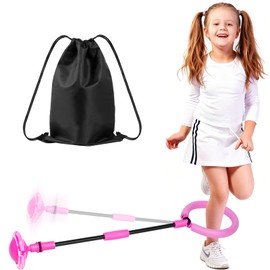 MIVERYEA Portable Foldable Skip Ball Colorful Flash Wheel Ankle Swing Ball Indoor Outdoor Fitness Game Toy Pink for Boys Girls Ages 5+