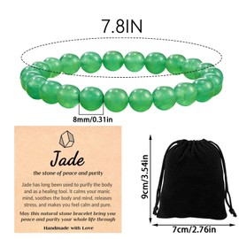 AYNKH Beaded Calming Stress Bracelet Healing Crystal with Storage Bag 8mm Natural Stone Retractable Anxiety Bracelet Jewelry Gift