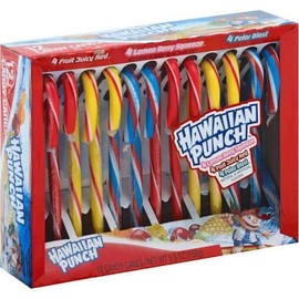 Frankford (1) Box Hawaiian Punch Flavored Candy Canes - Flavors: Lemon Berry Squeeze, Fruit Juicy Red, Polar Blast - 12 Individually Wrapped Pieces per Box - Net Wt. 5.3 oz