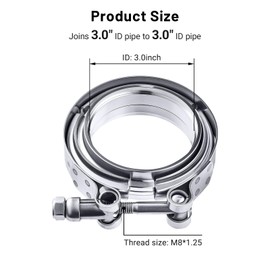 EVIL ENERGY 3.0 Inch V Band Clamp Stainless Steel with Flange Flat Mild Steel 2PCS