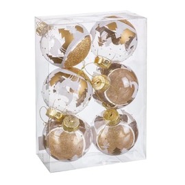BigBuy Christmas Christmas Baubles Gold Plastic 8 cm (Pack of 6)